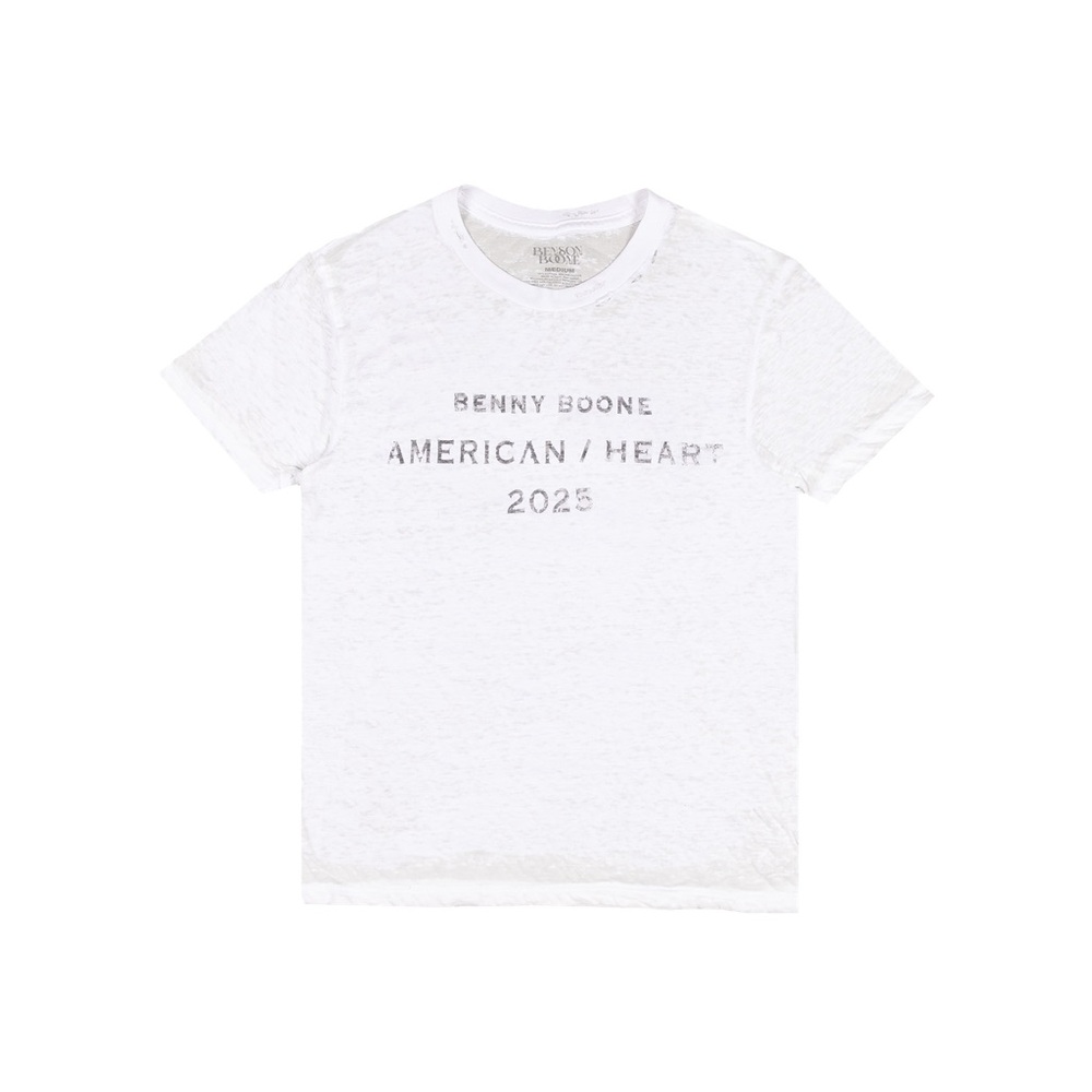 Benson Boone white american heart 2025 distressed tee